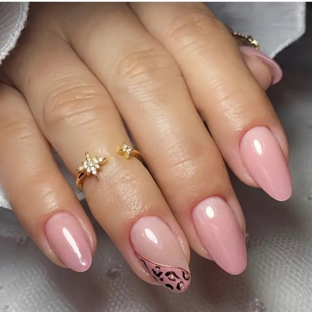 🔥3/$21 Pink Leopard Print Almond shaped Press on False  nails